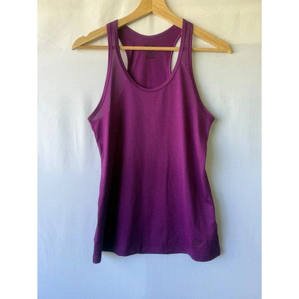 Nike Dri-FIT Womens Racerback Training Tank Top Purple Small Workout Gym Shirt